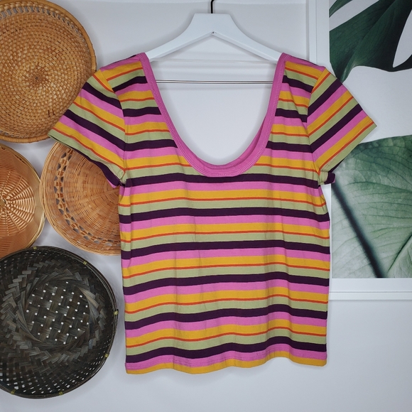 Nordstrom Tops - Nordstrom Abound 70s Style Striped Crop Top NWOT L